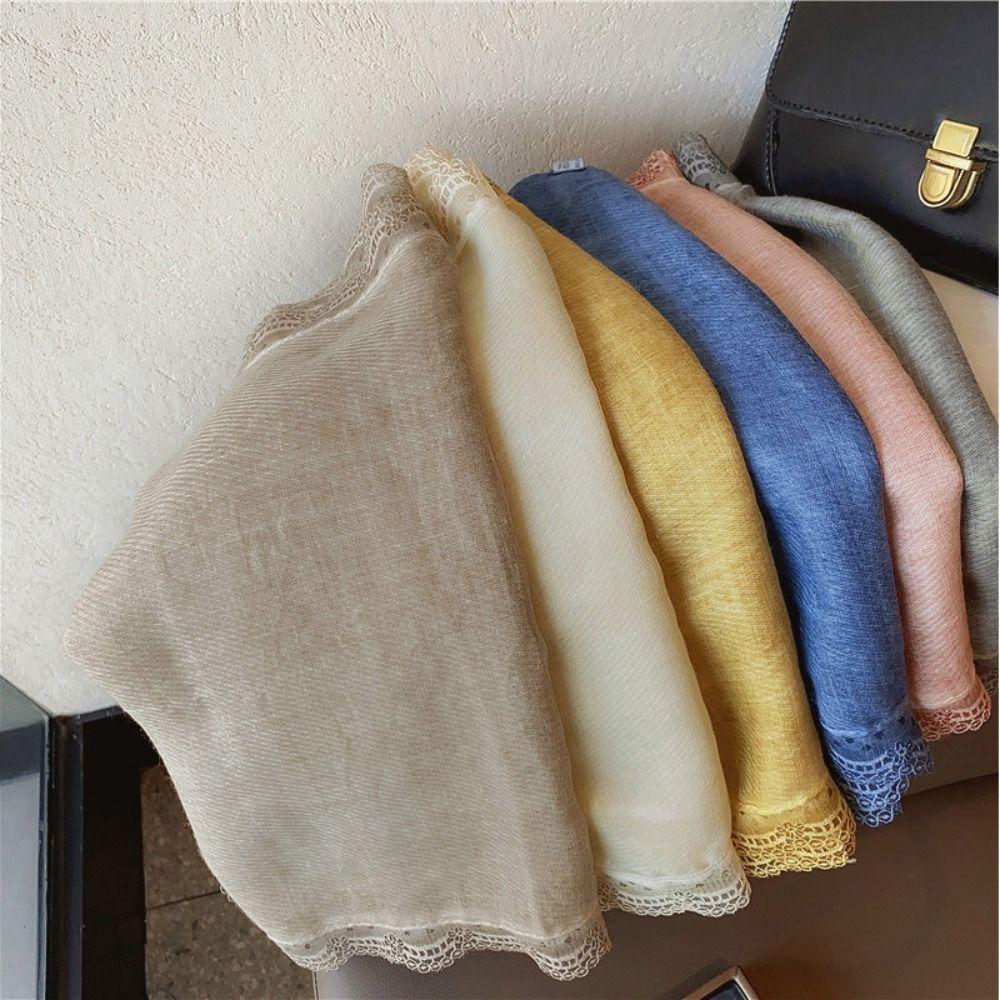 Solid Color Cotton Linen Scarf Elegant Silk Scarf Versatile Shawls Wraps  for Women