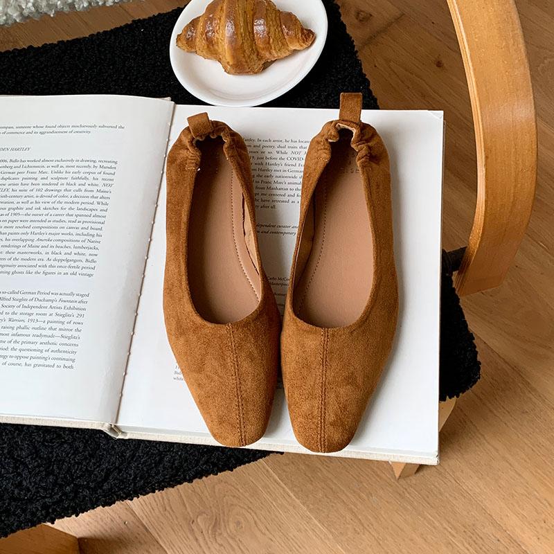 Fashion Luxury Female Square Toe Ladies Flats Slip On Shoes Soft Shallow Footwear Fashion Flock Flats With Shoes For Women