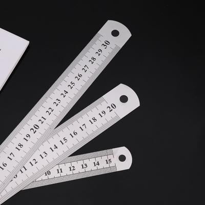 Stainle Steel Metal Straight Ruler Precision Double Sided Precision Measur Tool Scale Metric Ruler 15-50cm The Scale Table Clear