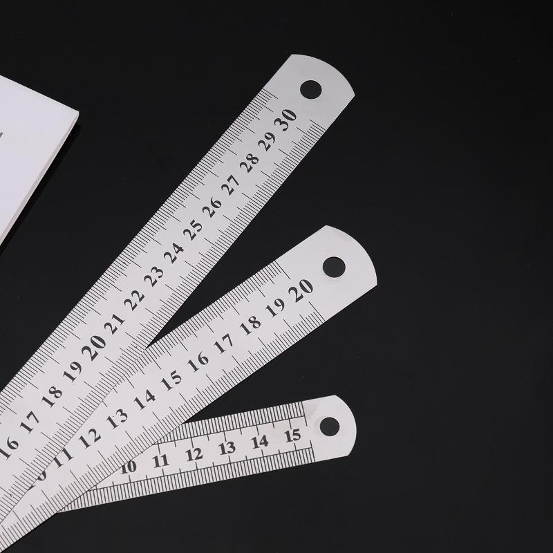 Stainle Steel Metal Straight Ruler Precision Double Sided Precision Measur Tool Scale Metric Ruler 15-50cm The Scale Table Clear