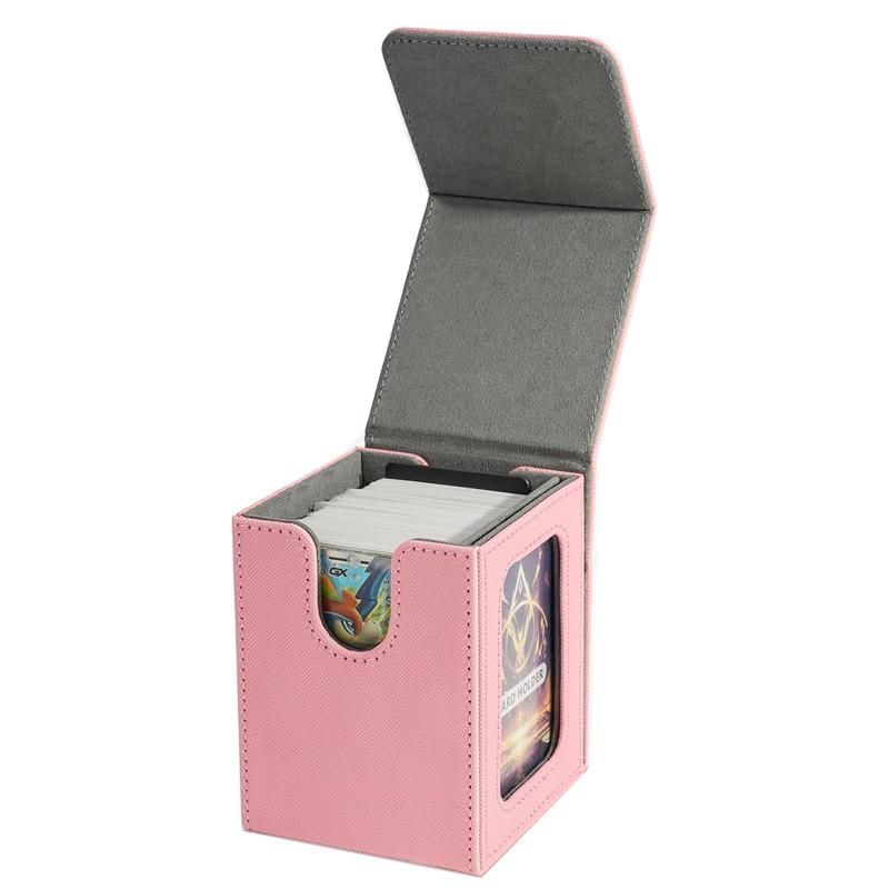 Patent Design PU Leather Game Card Box with Window, 100+ Capacity for Magic: The Gathering