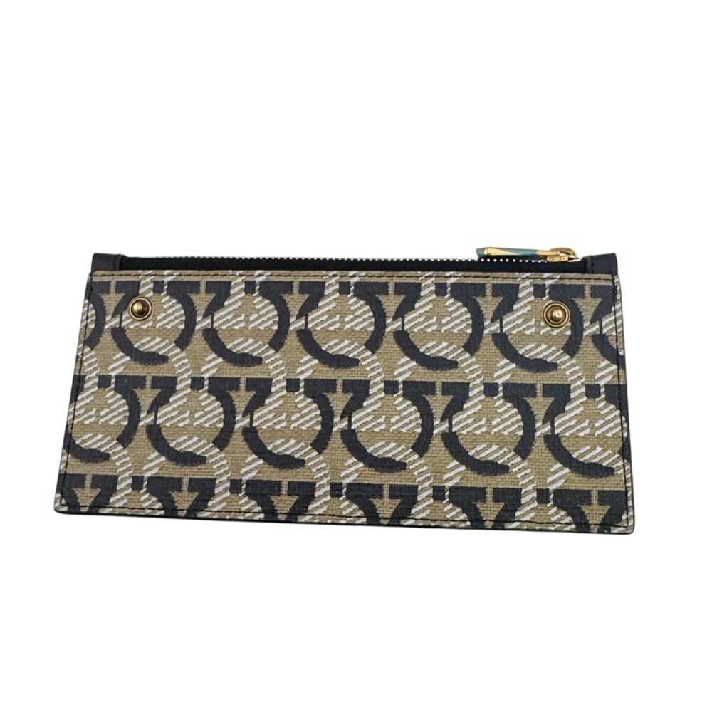 Salvatore Ferragamo 220023CALF GanciniMetal leather Purse Navy leather Used