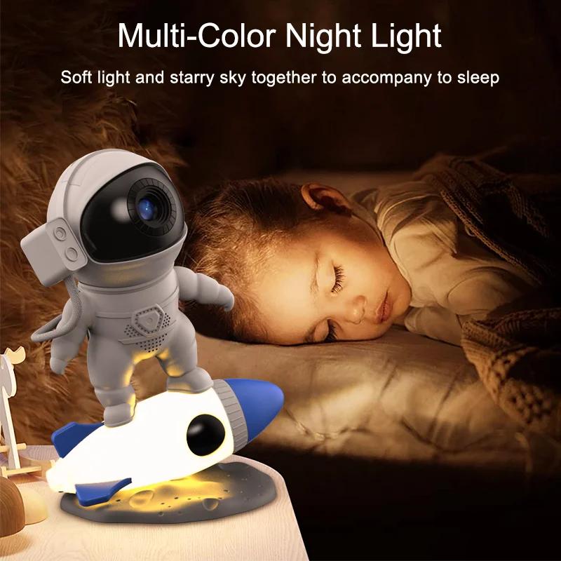 12 in 1 Rocket Astronaut Star Galaxy Projector LED Night Light Starry Sky USB 360° Porjectors Lamp for Bedroom Decor Kids Gift