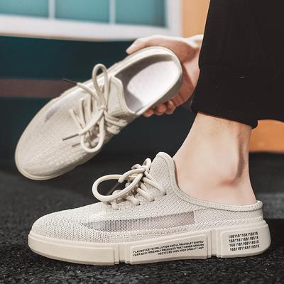 Neue Canvas-Schuhe Mesh Halbschalen-Schuhe Herren Sommer Faule Slipper Studenten Freizeitschuhe Sportmode Hohl Atmungsaktive Sandalen
