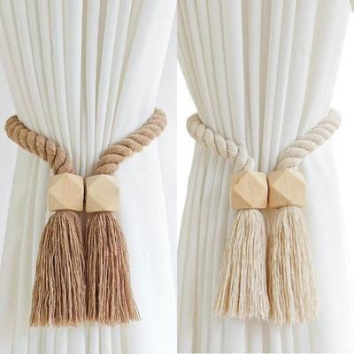 2 Stück Magnetische Holzquaste Fenstervorhang Vorhanghalter Badezimmer Duschvorhang Zubehör Heimdekoration Vorhangschnallen