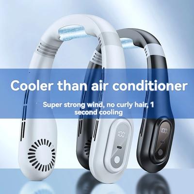 Summer Lazy Person Hanging Neck Fan Outdoor No Leaf Silent Small Fan Air Conditioning Fan Charging Portable Travel Small Electri
