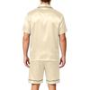 Conjunto de Pijama Satinado de Manga Corta para Hombre con Pantalones Cortos, 2 Piezas, con Bolsillo