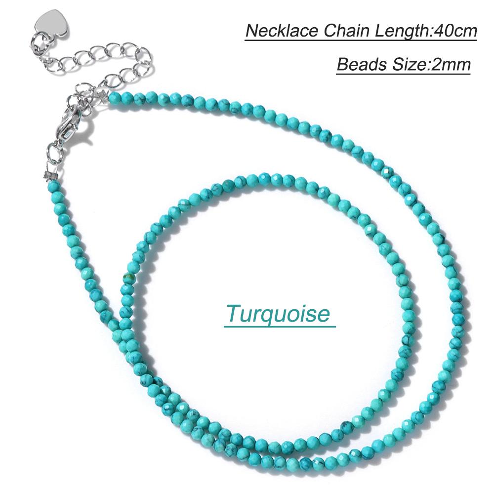 2mm Natural Crystal Beads Necklace Tiger Eye Stone Black Spinel Mix Quartzs Choker Clavicle Chains For Women Men Jewelry