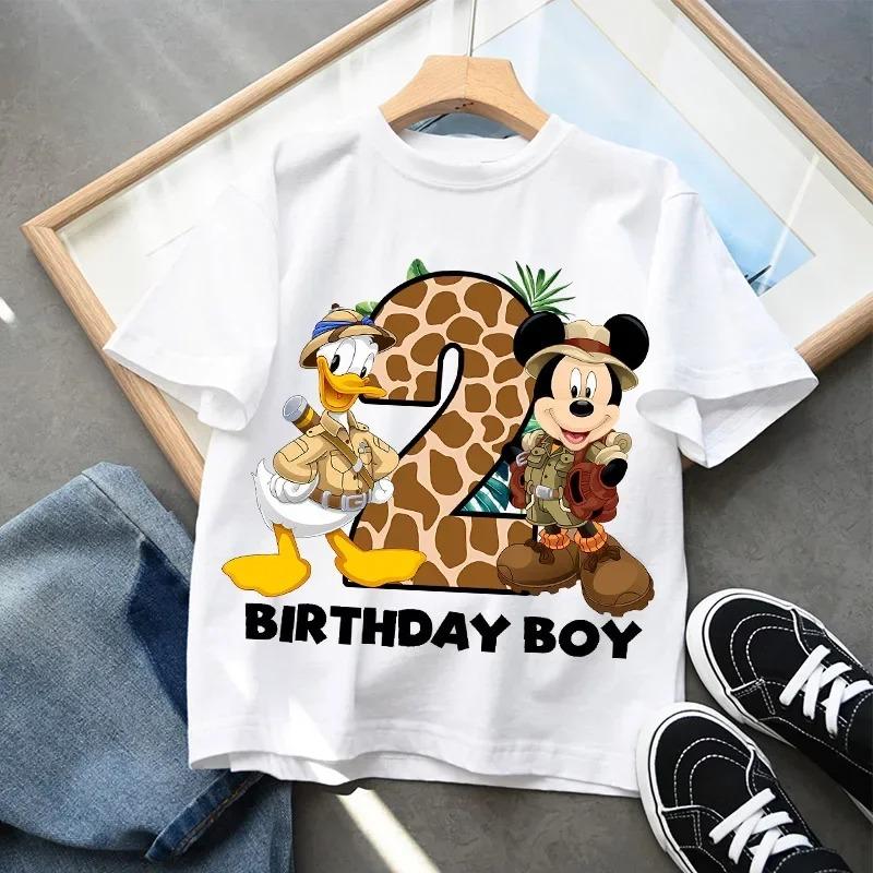 Children's T-shirt Mickey Birthday Party Numbers 1-9 Printed T-shirt Pure Cotton Breathable Trendy Cool Parent-child Outfit