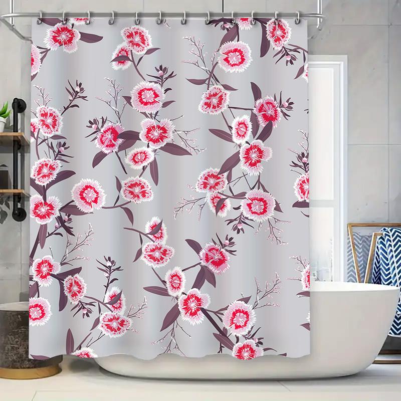 

Soft Fabric Shower Curtain With Flowers Printed Pattern For Bathroom Decor Waterproof Washable Home Textiles W60H190(CM)-1 Pcs