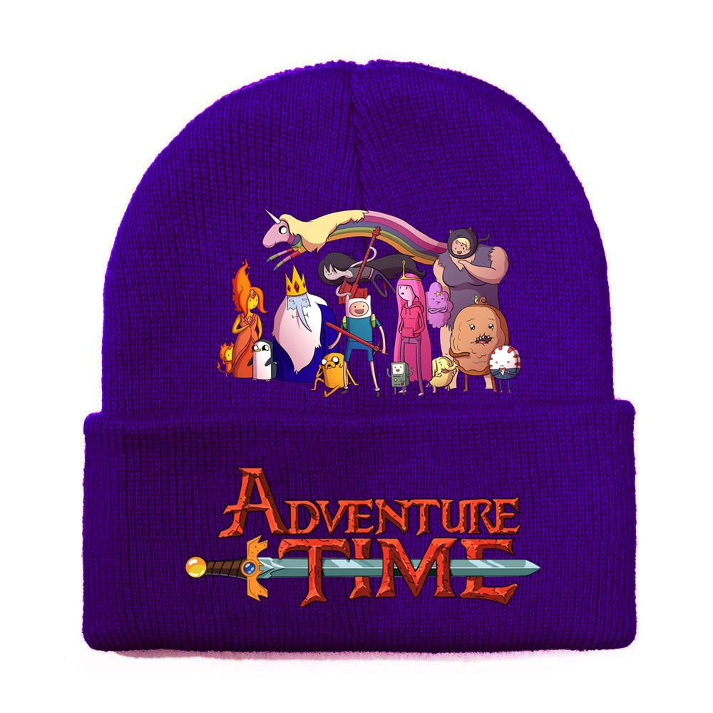 Adventure Time Cartoon Print Acrylic Knit Hat Winter Warm Unisex Beanie For Adults Teens