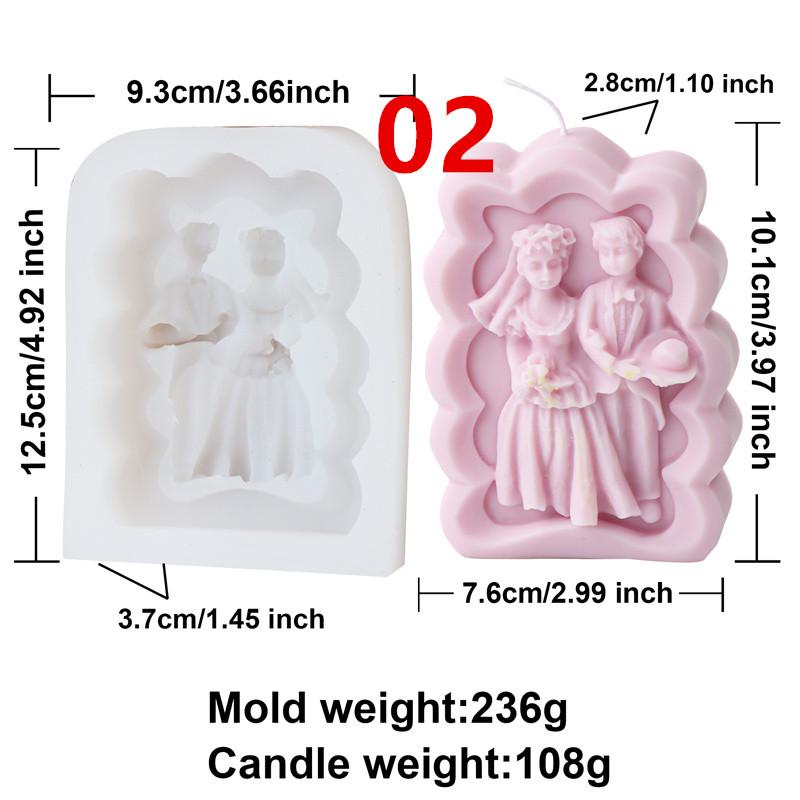 Wedding Couple Silicone Candle Soap Mold DIY Valentine's Day Wedding Dec Ornament Celebration Party Embellishments Mould