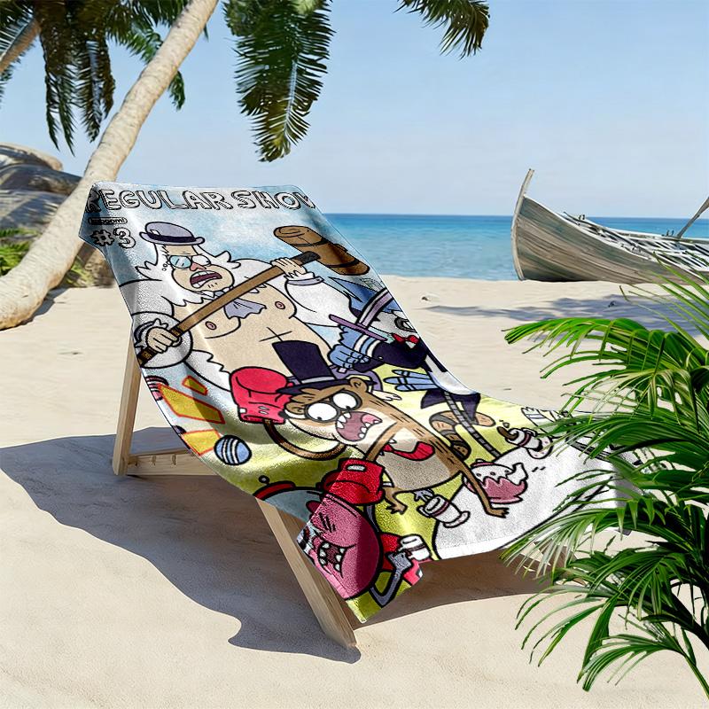 Qu-Xiu Regular Cartoon Print 2D Flat Print Beach Towel, Large Soft Quick Dry Towel for Beach Camping SwimmingZSTJ0915342