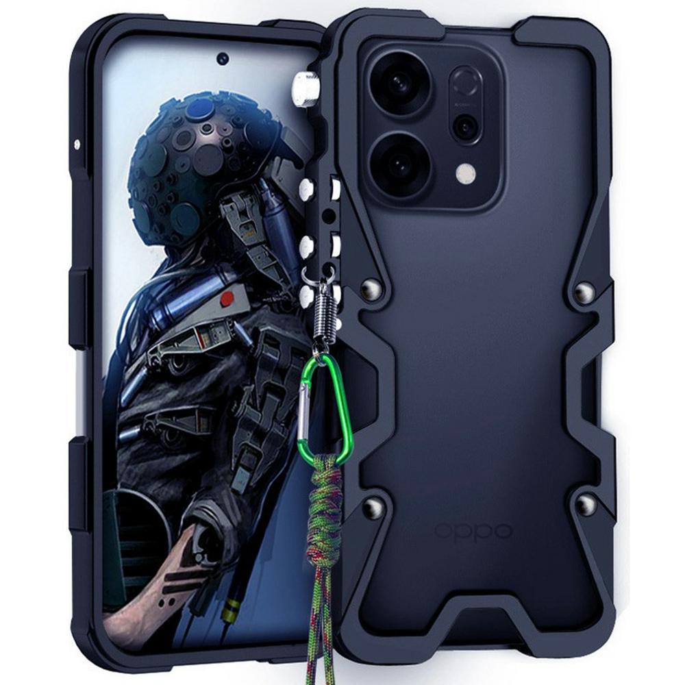 Pro Oppo Reno14 Pro 5G (Globální) Kovový kryt z hliníkové slitiny s nárazníkem a popruhem