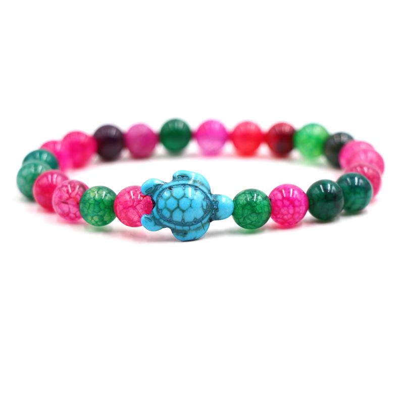 Natural Stone Blue Turtle and Green Geometric Bracelets - Unisex and Individually Packaged