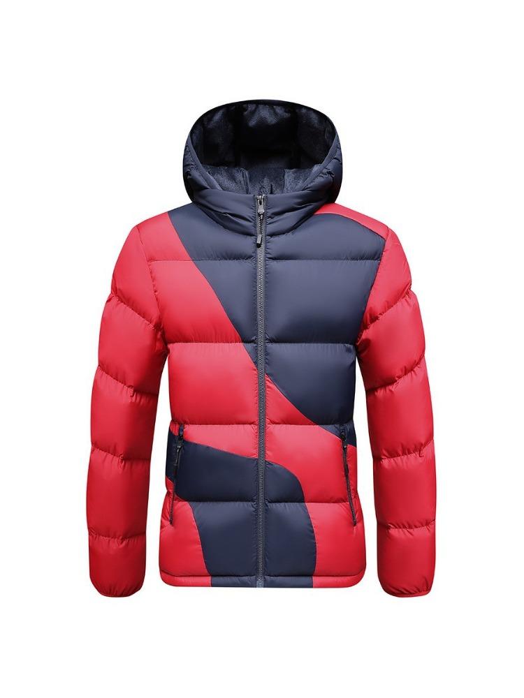 Light Cotton Clothing Men's Models Winter New Crash Colour Slim Splicing Removable Cap Thickened Hooded Comfortable and Versatile Jacket