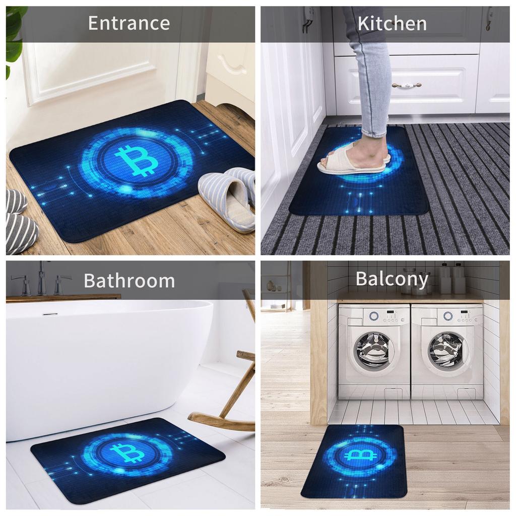 Bitcoin Cryptocurrency Crypto Digital Code Doormat Mat Anti-Slip BTC Blockchain Bath Kitchen Garage Rug Carpet 40*60cm