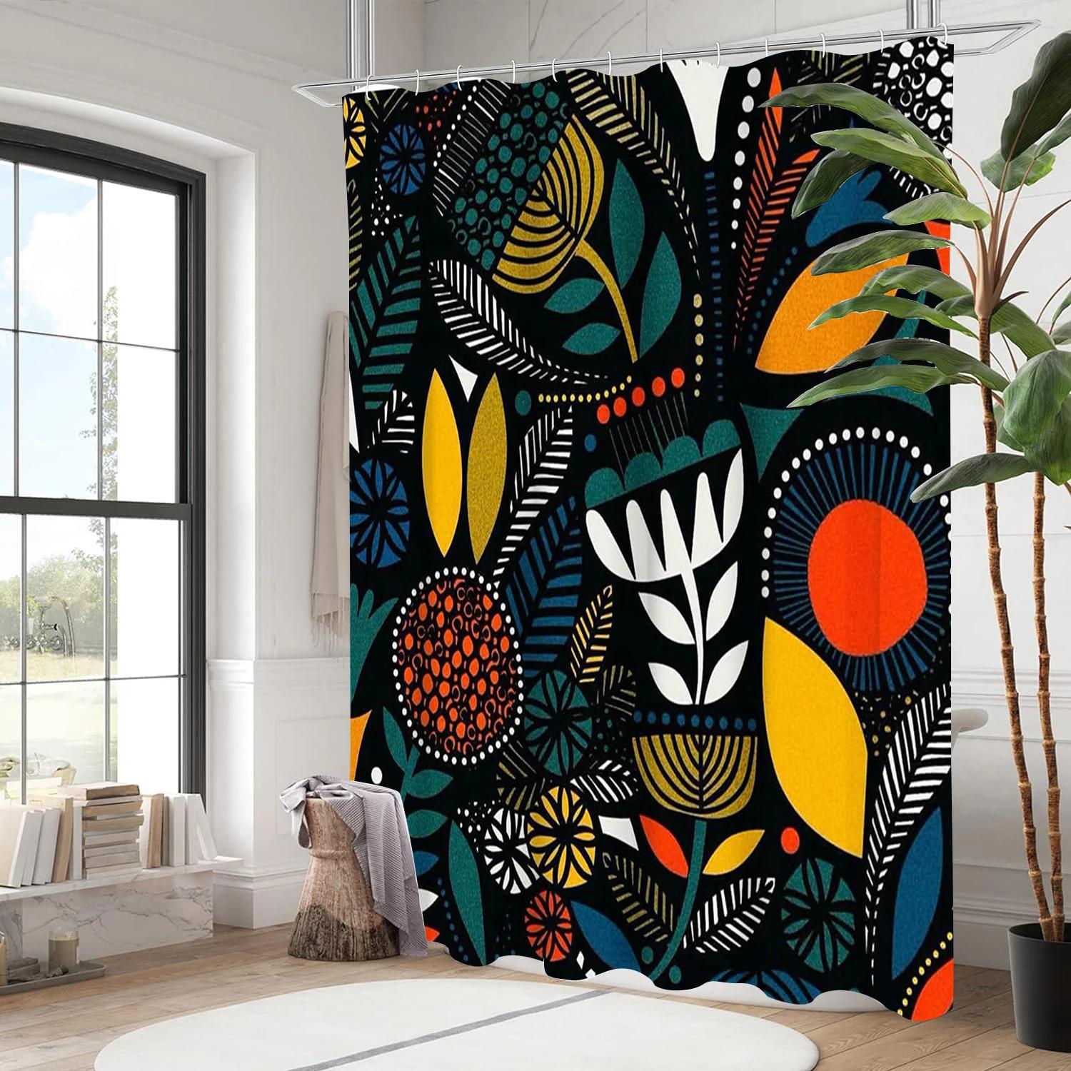 

Tropical Plant Bathing Curtain Bathroom Shower Curtain Waterproof With 12 Hooks Home Deco W60H190(CM)-1 Pcs