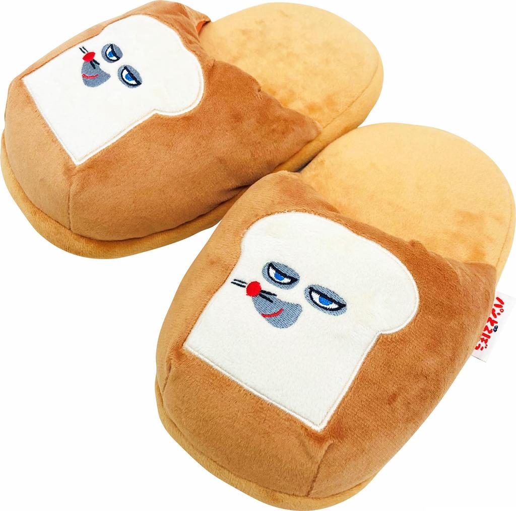 MORIPiLO Bread Thief Indoor Room Shoes Size Plush Cute Bread Thief Makura No Morishita Slippers, (Fluffy Knyac) 22.0-25.0cm, Unisex, Toy, Gift, Beige,