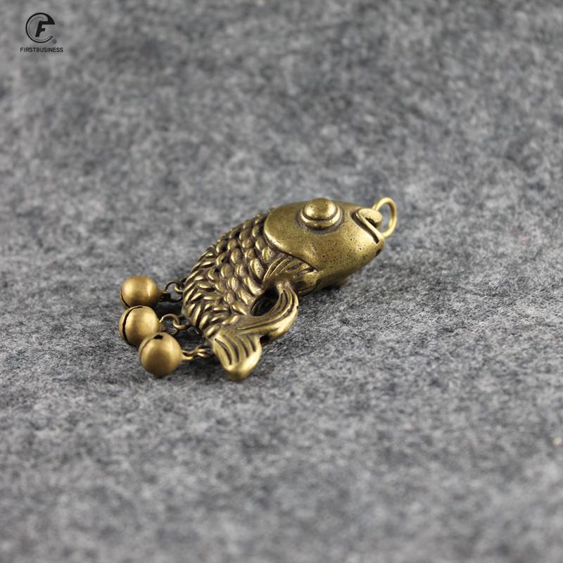 Copper Carp Bell Small Ornaments Desk Christmas Gift Decorations Retro Brass Keychain Pendants Feng Shui Home Decor Living Room