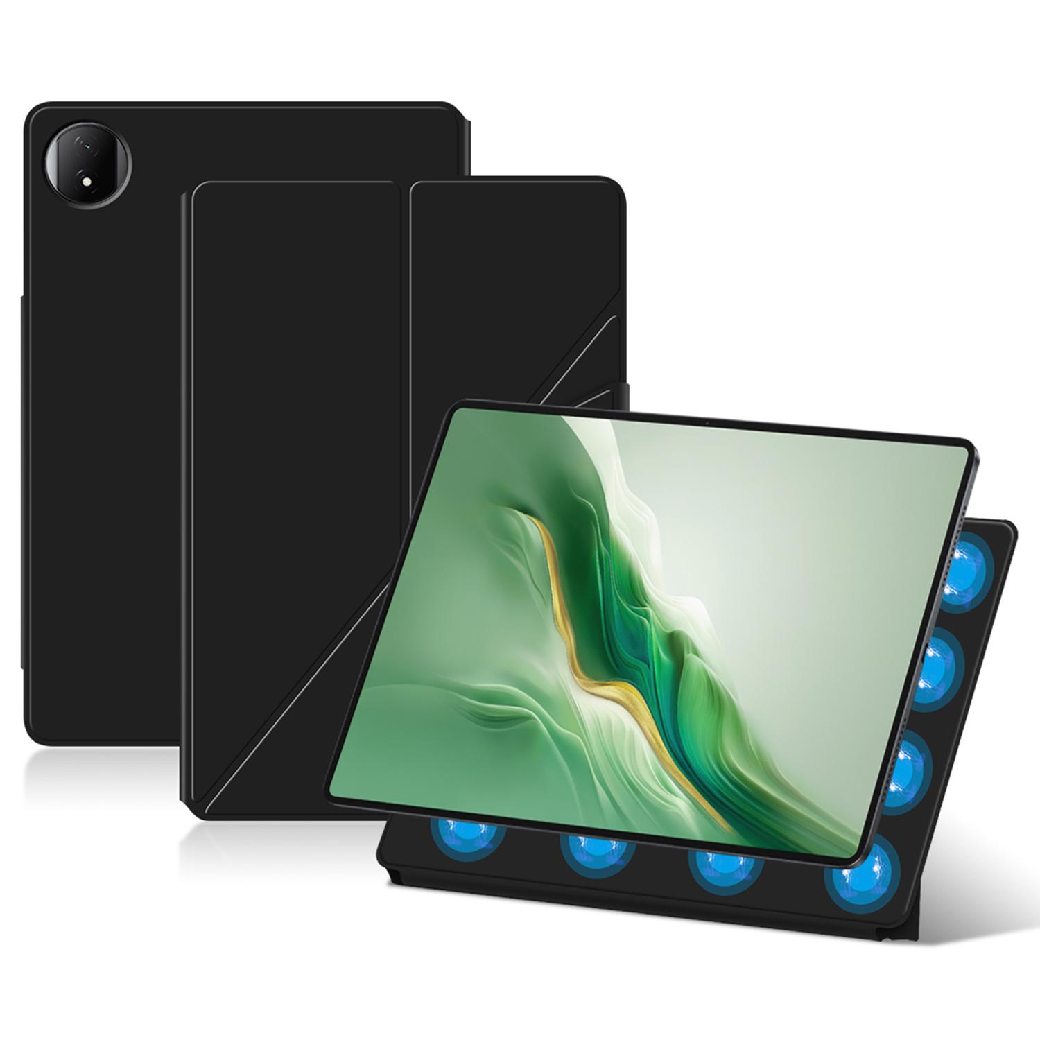 

Для Honor MagicPad 2 12.3 Кожаный чехол Подставка-оригами Магнитная обложка для планшета Автоматическое пробуждение/засыпание Black