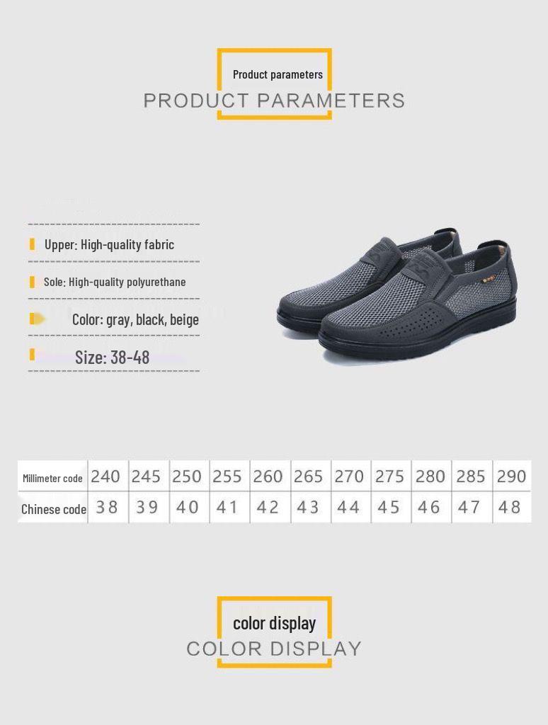 Herren Sommerschuhe aus atmungsaktivem Netzgewebe für mittlere und ältere Menschen - Weiche Sohle, Lässig, Bequem, Vaterschuhe