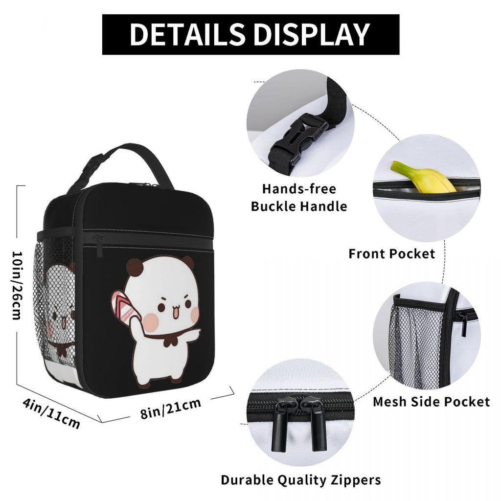Cute Bubu Is Throwing Flip-flops At Dudu Insulated Lunch Bag for Women Children Portable Food Boxes Thermal Lunch Box Tote