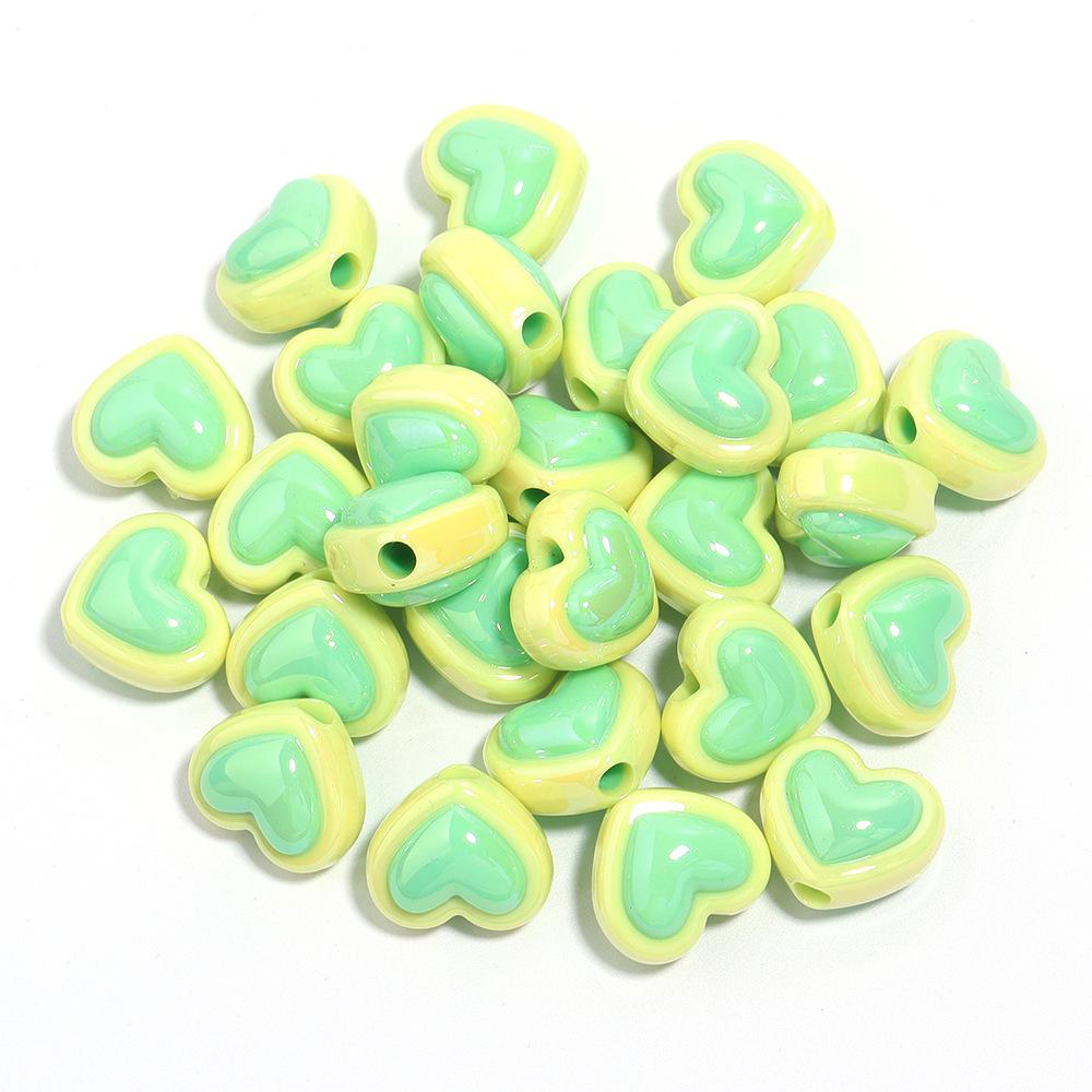 10-Pack Acrylic UV-Plated Two-Color Peach Heart Bead Phone Chain Pendant