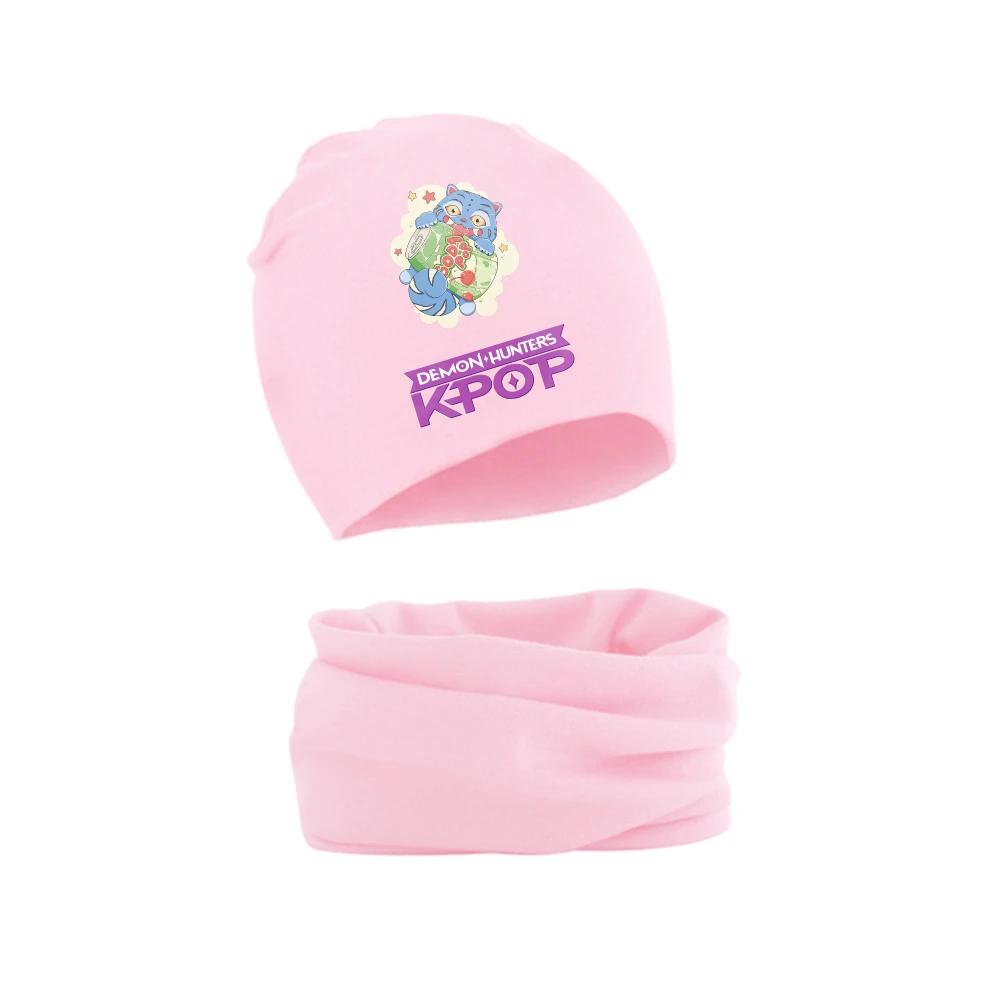 KPop ציידי שדים סט כובע וצעיף לילדים דמות מצוירת עונה קרה כובע צעיף חמים אנימה רומי מירה זואי כובע צעיף צוואר מתנה לילדים