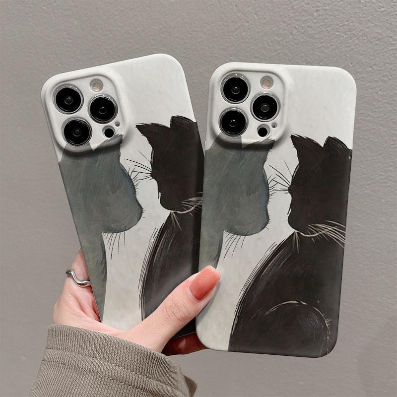 Couple Cat Glossy Film Hard PC Phone Case for Google Pixel 7 7a 8 8a 9 9a Pro XL 5G