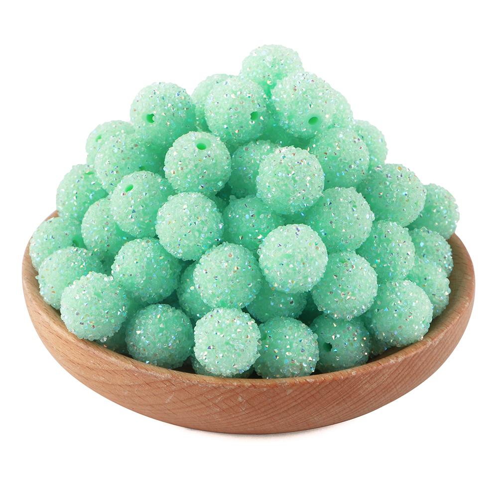 15Pcs 16MM Resin  Round Acrylic Beads Sugar Sand Pasting Process Fashion For Jewelry Making DIY Handmade Bracelets Accessories