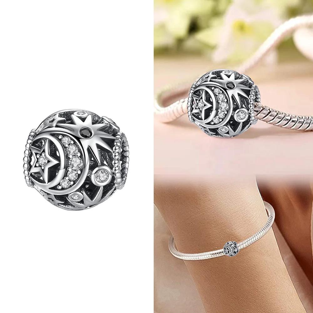 Exquisite Original Beautiful Blue Star Spaceship Heart Charms Copper Beads Fit Bracelet Women Jewelry Diy Fine Gift