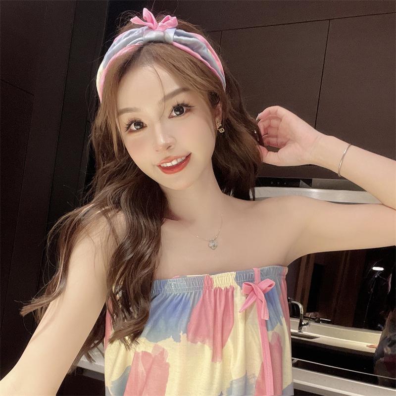 Letnia piżama damska: Codzienny, Wygodny Ręcznik Bandeau i Szlafrok Kąpielowy do Sauny