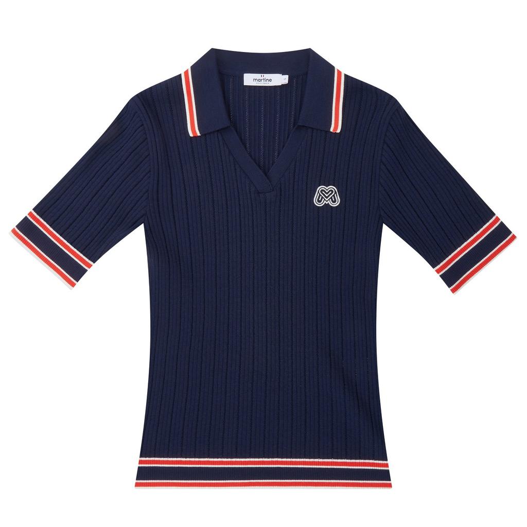 MARTINE GOLF Tip Point Collar Sweater_Navy