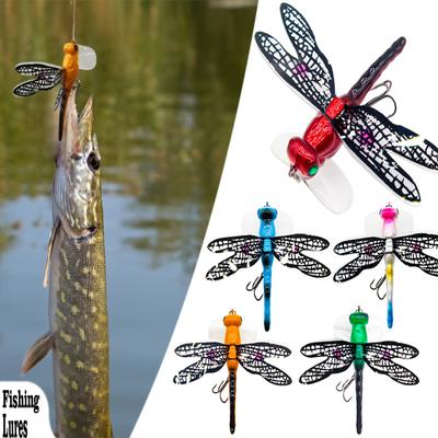 Set di esche galleggianti a forma di libellula per la pesca in acqua - Lure Minnow Multicolore per Persico d'acqua dolce e Luccio - Collezione di Lure per la legatura di mosche