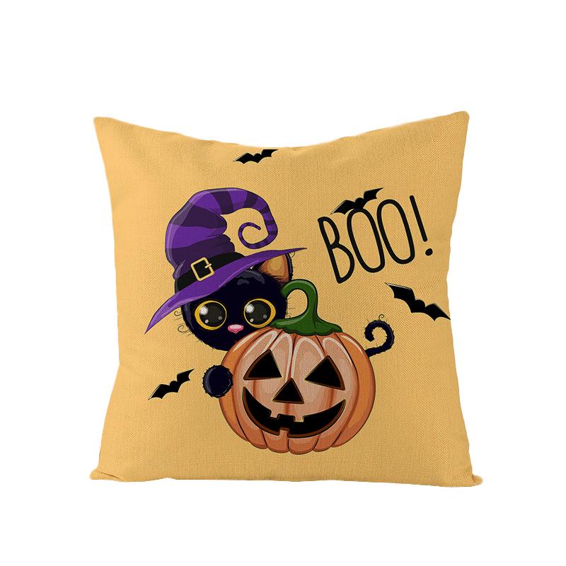 Neue Heimtextilien Halloween Polyester Kissenbezug Zuhause Kürbis Geist Feuer Kissen Lendenkissenbezug
