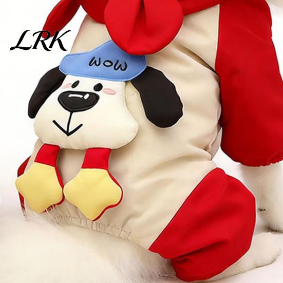 Cold Weather Pet Apparel Hooded Dog Jumpsuit, Waterproof Windproof Four-Leg Jacket with Puppy Winter Wear Ears, Cute Padded Warm Hoodie for Small Dogs