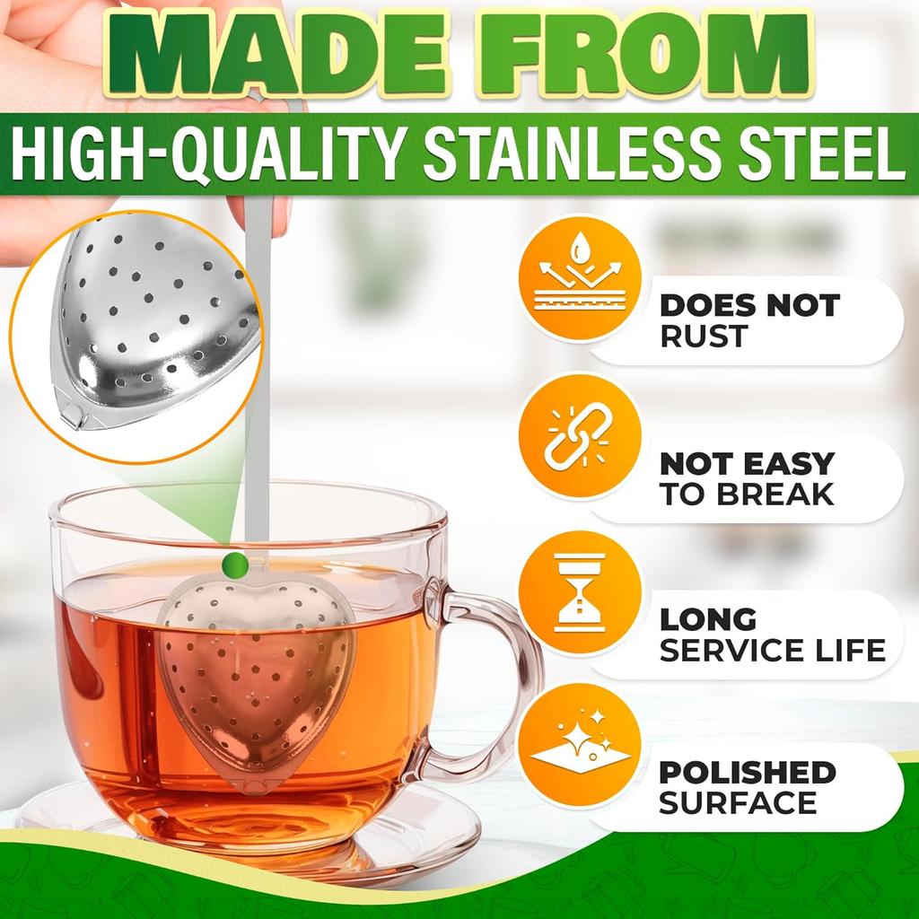 Stainless Steel Tea Infuser,Long Handle Strainers for Loose Leaf Spices Seasonings,Portable Heart Shaped Tea Steeper for Gifts