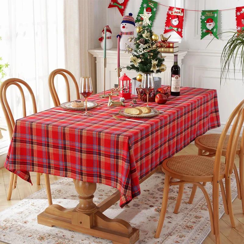 Green Plaid Tablecloth Christmas Checkered Washable Rectangular Table Covers for Farmhouse Christmas Party Dinner Holiday Decors
