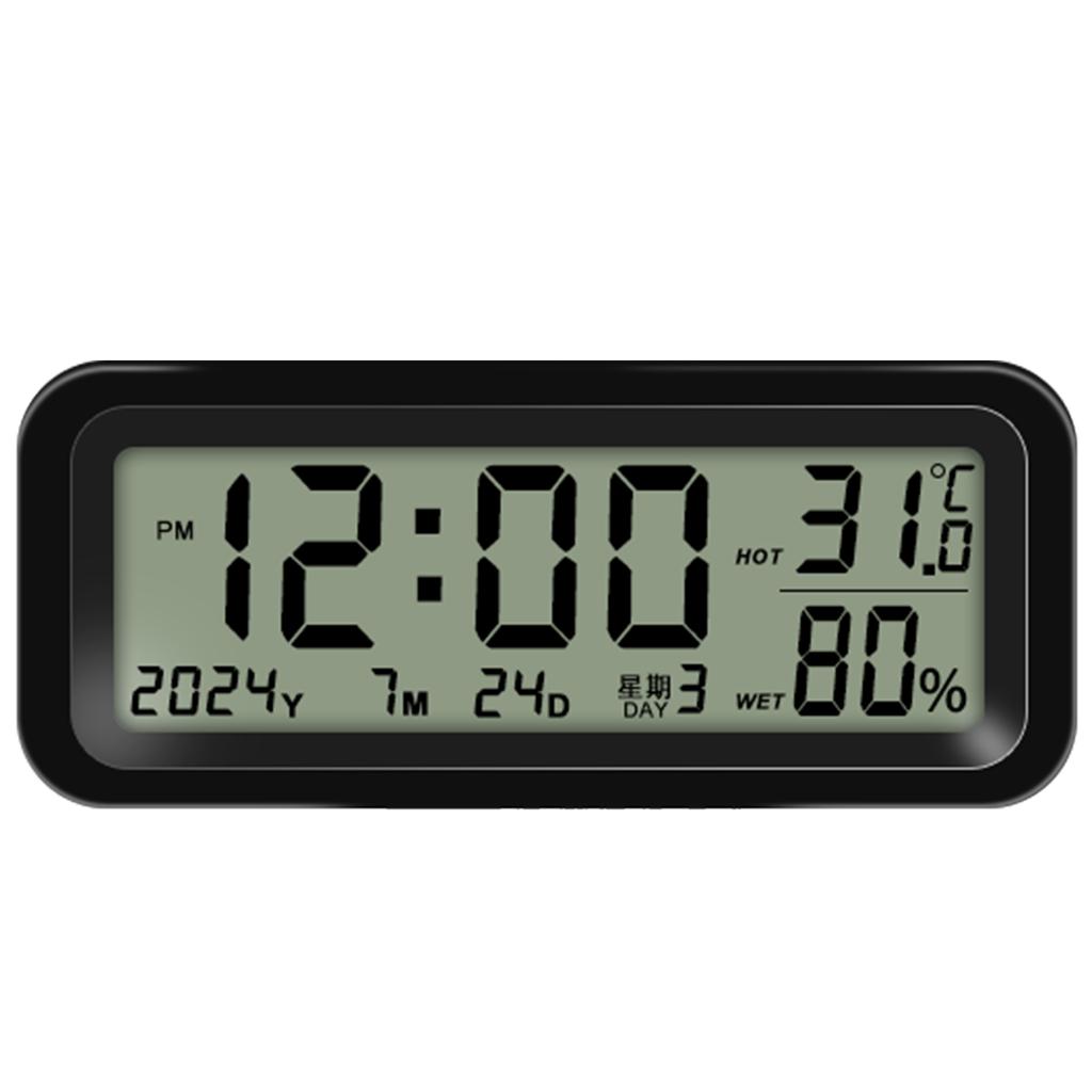 Small Digital Car Dashboard Clock Solar Powered & Rechargeable Clear LCD Time Display Watch Stick On Car Clock