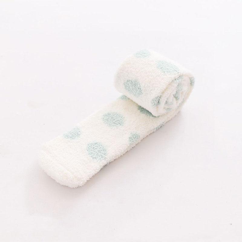 

Мягкие чулки из кораллового флиса для женщин, зимние плюшевые носки выше колена, чулки с принтом в горошек One size