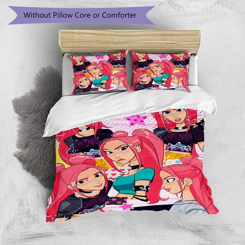 3pcs KPop Demon Hunters MIRA1 Design Cover Set - HD Printed Bedding with 1 Cover and 2 Pillowcases - Perfect for Home and Dorm Decor