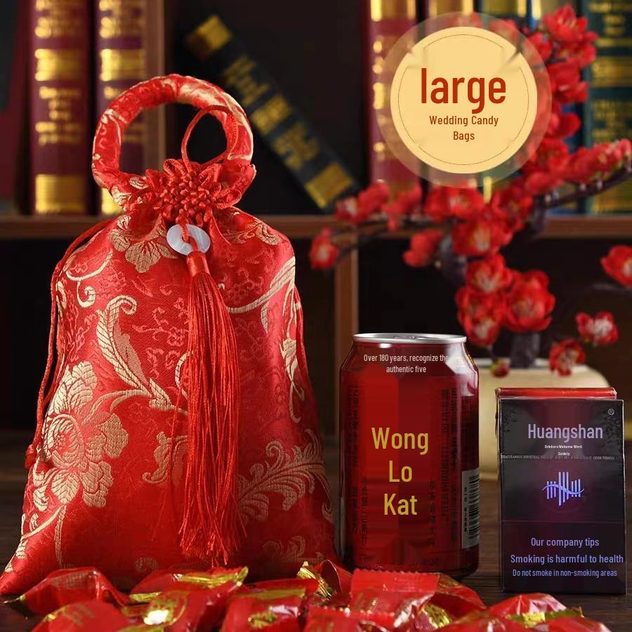 

Китайская свадебная конфетная сумка на кулиске и подарочный пакет 13x18