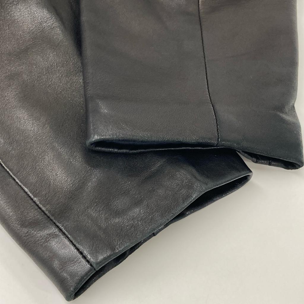 Giorgio Armani Black Navy Tag Leather Collarless Zip Jacket Jacket 40 blackUsed