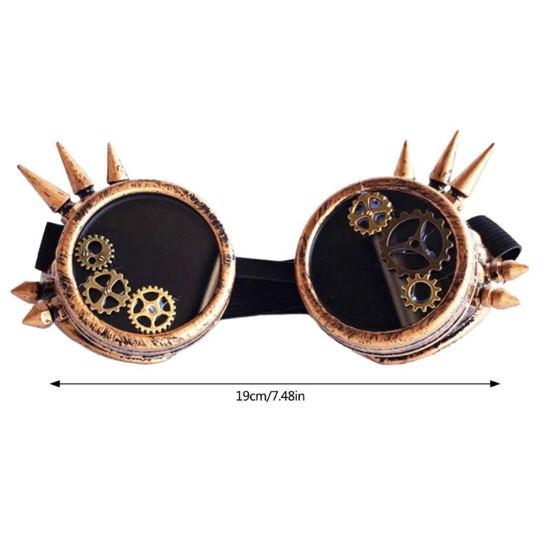 Retro Steampunk Goggles with Rivets Halloween Decorative Glasses Gear Glasses Steampunk Glasses for Cosplay Enthusiasts