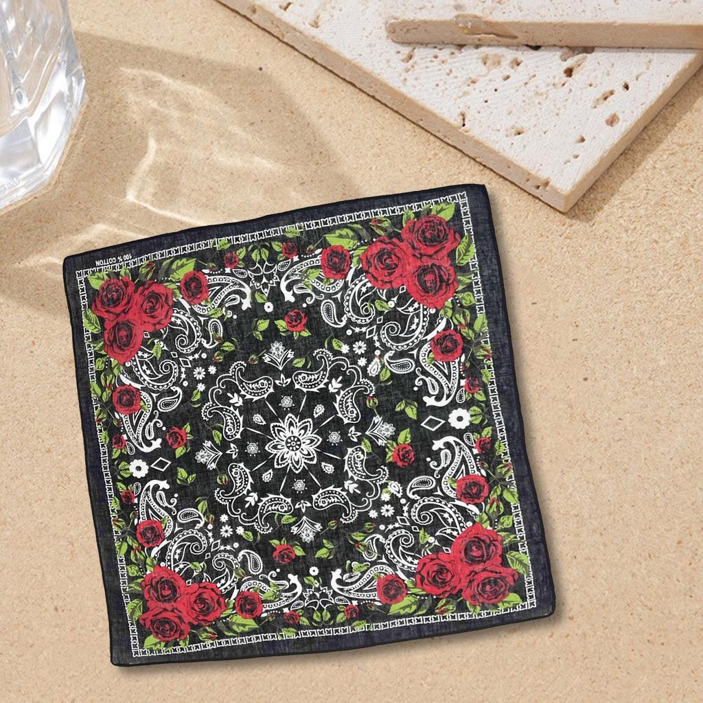 21'' Bandana šátek na hlavu s růžovým vzorem pro ženy muže čtvercový turban šátek na hlavu punková čelenka pokrývka hlavy