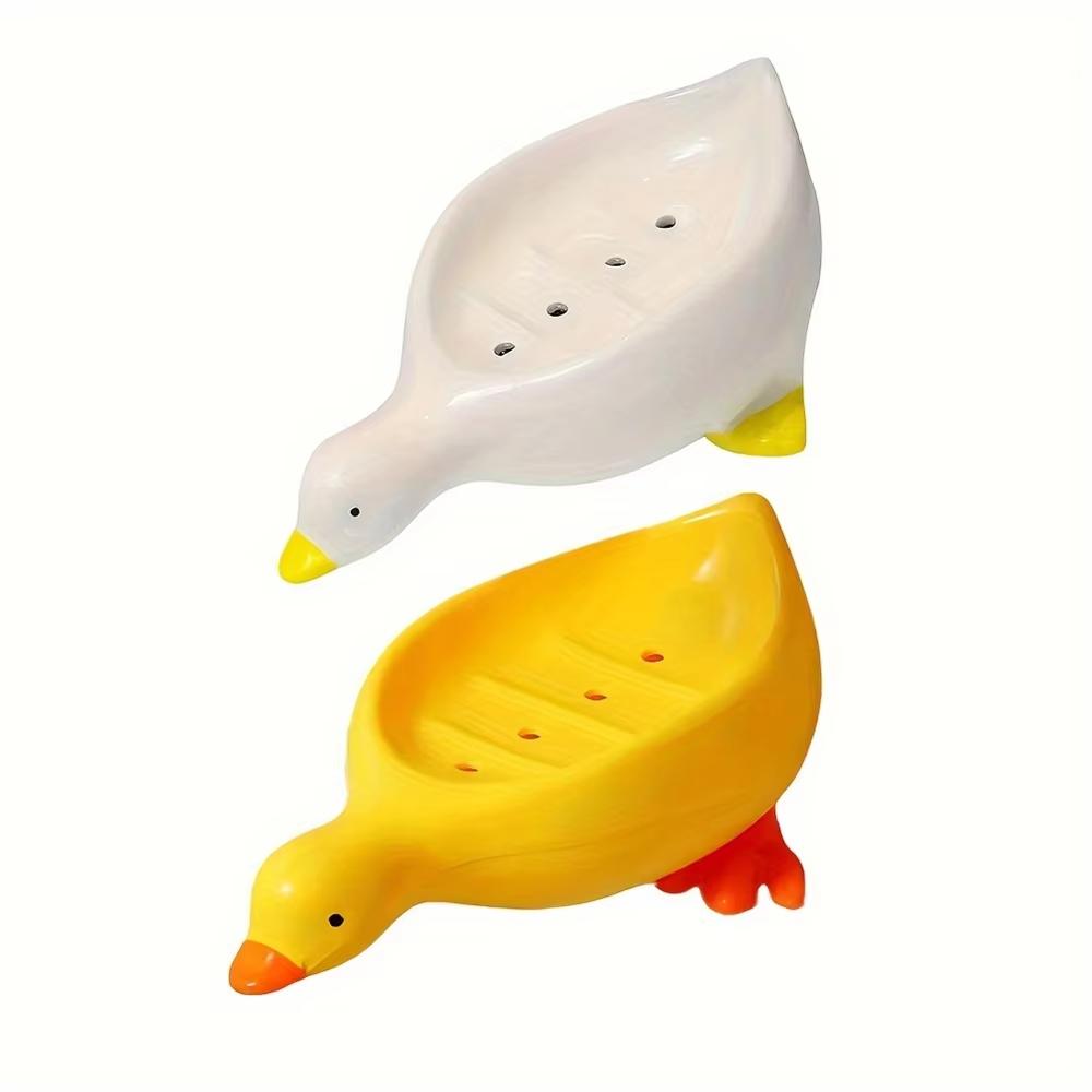 Cute Duck-shaped Soap Tray Self-draining Soap Rack Creative Rack for Shower Bathroom Kitchen Tub Sink Tray Bracket Bathroom