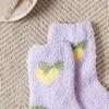 Daiso Double Heart Sleep Socks Purple