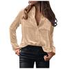Women's Winter Fashion Velvet Long Sleeve Button Pocket Casual Shirt Top