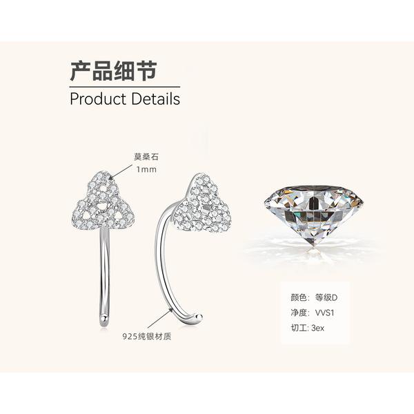 Silvere Glam Ohrringe im koreanischen Stil mit Kleeblatt-Moissanit für Damen, S925 Sterlingsilber, mit einem Nischendesign-Sinn